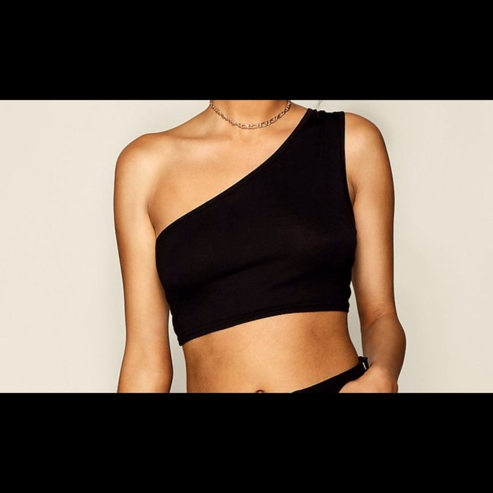 Petite one shoulder crop top